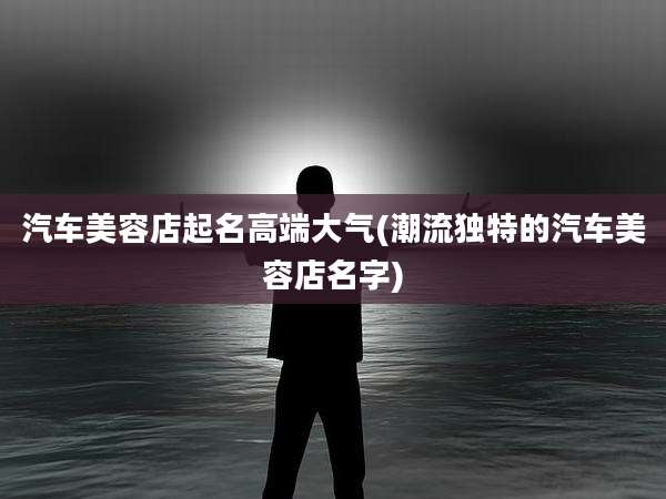 汽车美容店起名高端大气(潮流独特的汽车美容店名字)