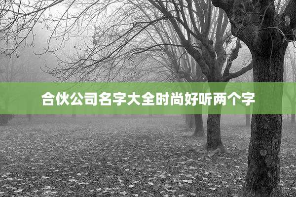 合伙公司名字大全时尚好听两个字