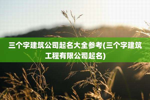 三个字建筑公司起名大全参考(三个字建筑工程有限公司起名)