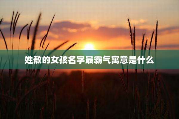 姓敖的女孩名字最霸气寓意是什么