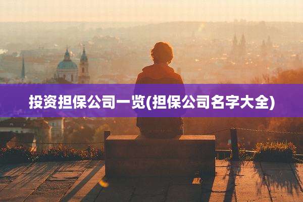 投资担保公司一览(担保公司名字大全)