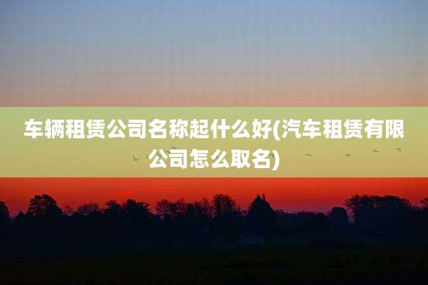 车辆租赁公司名称起什么好(汽车租赁有限公司怎么取名)