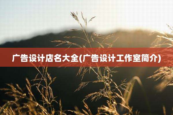 广告设计店名大全(广告设计工作室简介)
