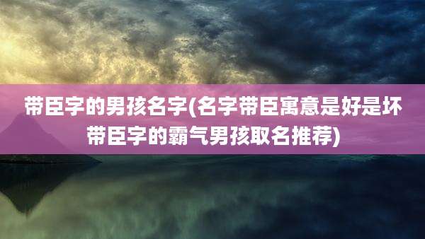 带臣字的男孩名字(名字带臣寓意是好是坏带臣字的霸气男孩取名推荐)