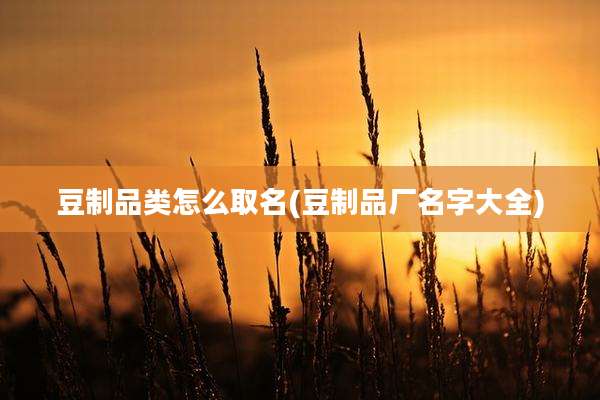 豆制品类怎么取名(豆制品厂名字大全)