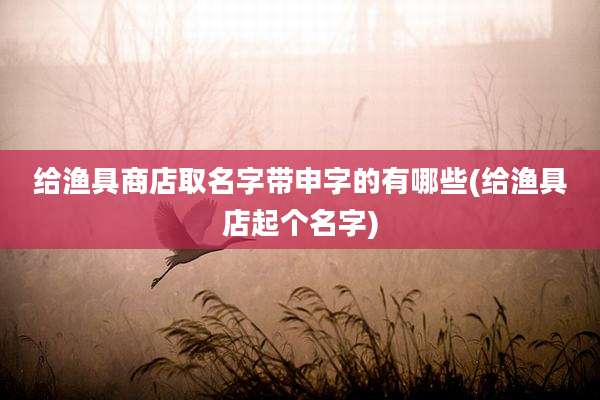 给渔具商店取名字带申字的有哪些(给渔具店起个名字)