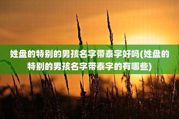 姓盘的特别的男孩名字带泰字好吗(姓盘的特别的男孩名字带泰字的有哪些)
