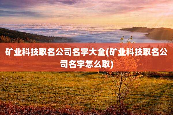 矿业科技取名公司名字大全(矿业科技取名公司名字怎么取)