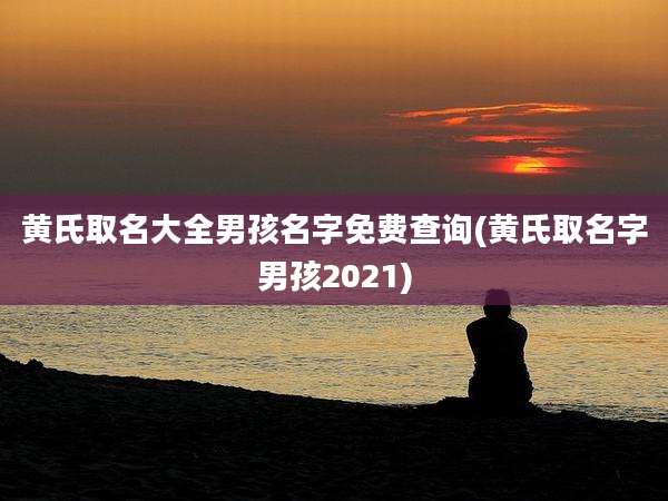 黄氏取名大全男孩名字免费查询(黄氏取名字男孩2021)