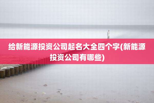 给新能源投资公司起名大全四个字(新能源投资公司有哪些)