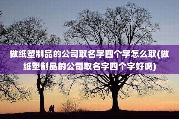 做纸塑制品的公司取名字四个字怎么取(做纸塑制品的公司取名字四个字好吗)