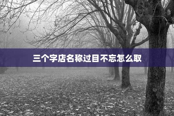 三个字店名称过目不忘怎么取