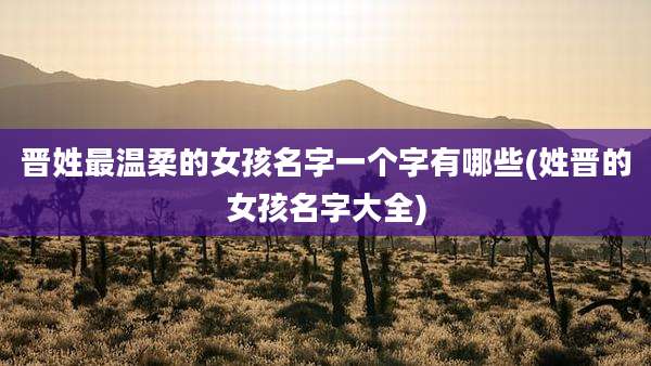 晋姓最温柔的女孩名字一个字有哪些(姓晋的女孩名字大全)