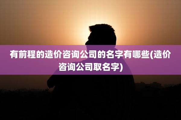 有前程的造价咨询公司的名字有哪些(造价咨询公司取名字)