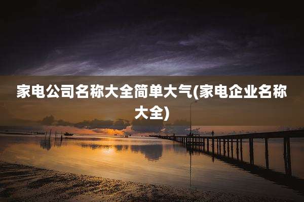 家电公司名称大全简单大气(家电企业名称大全)