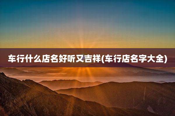 车行什么店名好听又吉祥(车行店名字大全)