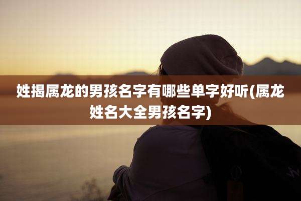 姓揭属龙的男孩名字有哪些单字好听(属龙姓名大全男孩名字)