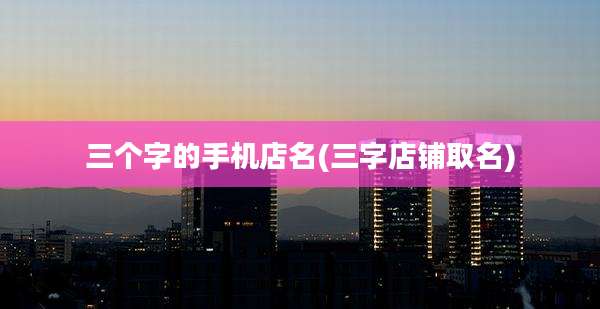 三个字的手机店名(三字店铺取名)