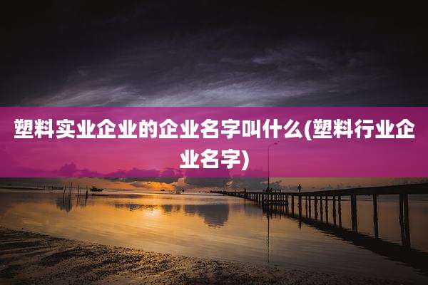 塑料实业企业的企业名字叫什么(塑料行业企业名字)