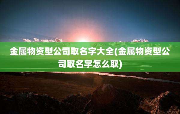 金属物资型公司取名字大全(金属物资型公司取名字怎么取)