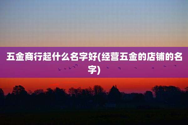 五金商行起什么名字好(经营五金的店铺的名字)