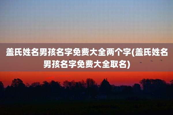盖氏姓名男孩名字免费大全两个字(盖氏姓名男孩名字免费大全取名)