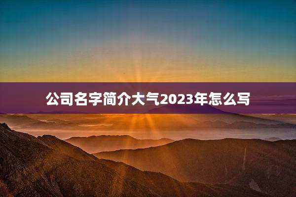 公司名字简介大气2023年怎么写