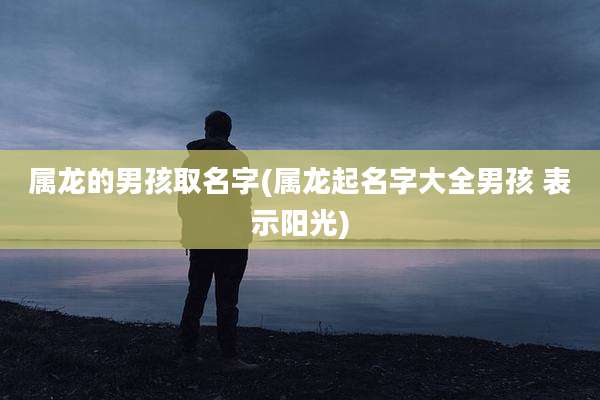 属龙的男孩取名字(属龙起名字大全男孩 表示阳光)