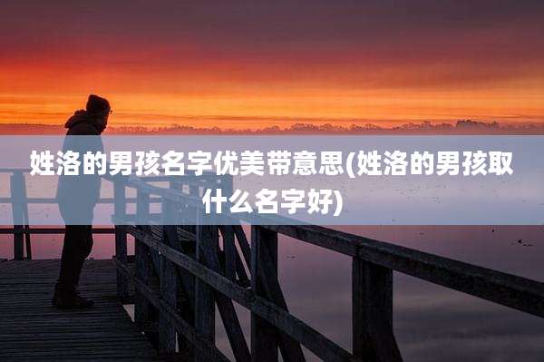 姓洛的男孩名字优美带意思(姓洛的男孩取什么名字好)
