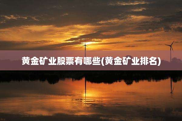 黄金矿业股票有哪些(黄金矿业排名)