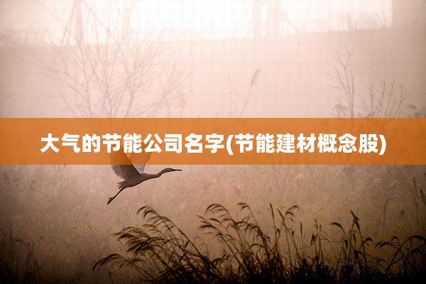 大气的节能公司名字(节能建材概念股)