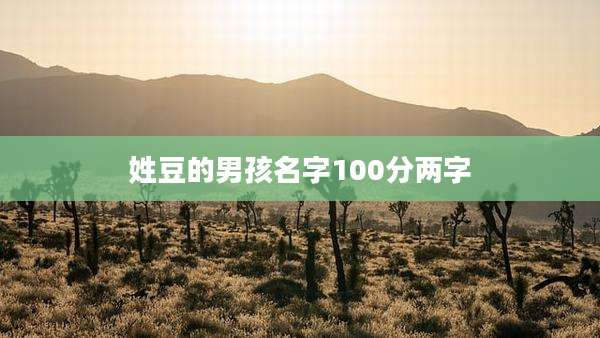 姓豆的男孩名字100分两字