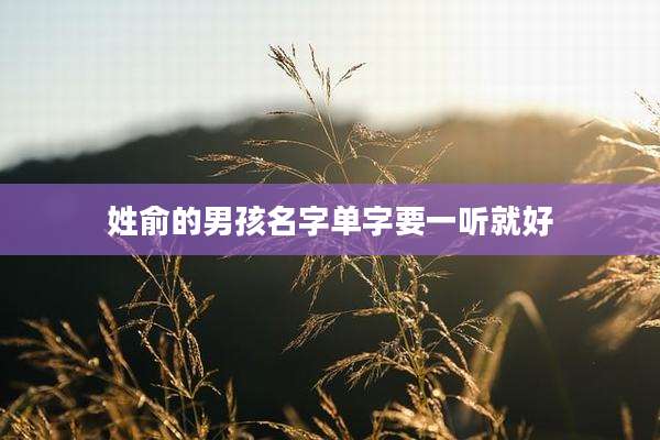 姓俞的男孩名字单字要一听就好
