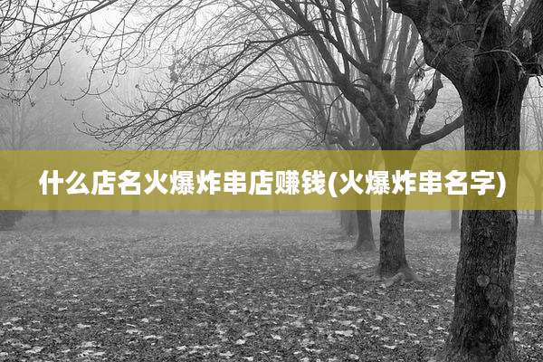 什么店名火爆炸串店赚钱(火爆炸串名字)