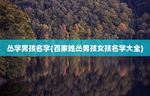 丛字男孩名字(百家姓丛男孩女孩名字大全)