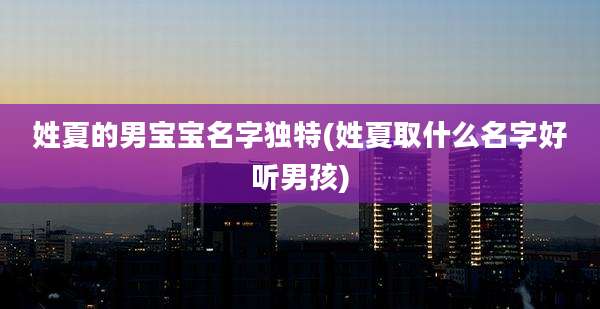 姓夏的男宝宝名字独特(姓夏取什么名字好听男孩)