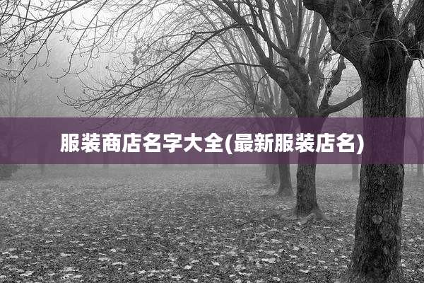 服装商店名字大全(最新服装店名)