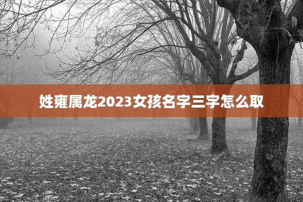 姓雍属龙2023女孩名字三字怎么取
