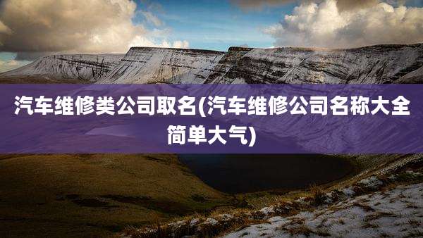 汽车维修类公司取名(汽车维修公司名称大全简单大气)