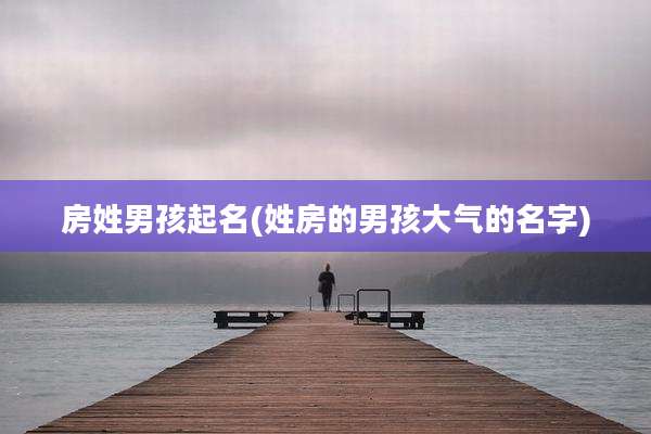 房姓男孩起名(姓房的男孩大气的名字)