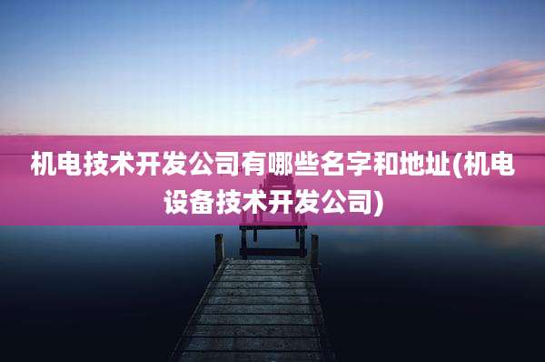 机电技术开发公司有哪些名字和地址(机电设备技术开发公司)