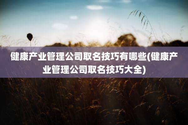 健康产业管理公司取名技巧有哪些(健康产业管理公司取名技巧大全)