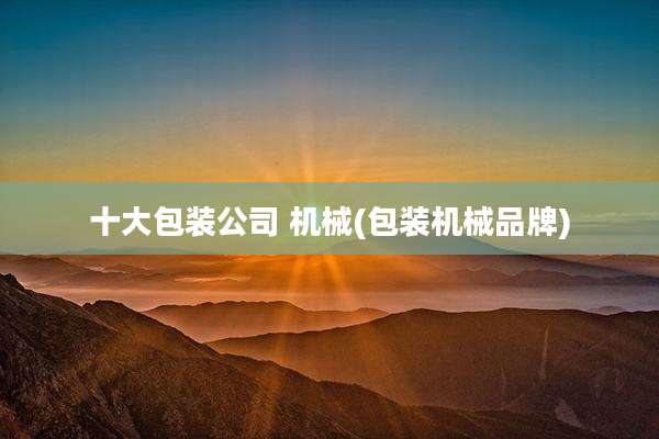 十大包装公司 机械(包装机械品牌)