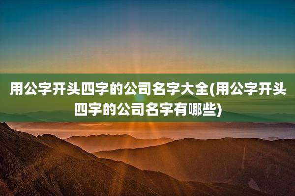用公字开头四字的公司名字大全(用公字开头四字的公司名字有哪些)