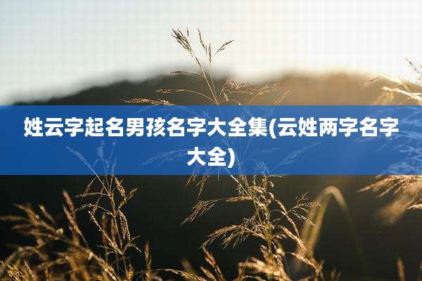 姓云字起名男孩名字大全集(云姓两字名字大全)