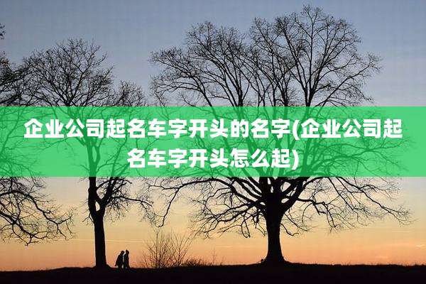 企业公司起名车字开头的名字(企业公司起名车字开头怎么起)