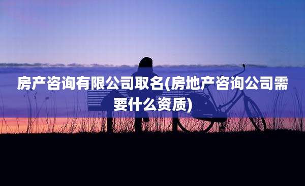 房产咨询有限公司取名(房地产咨询公司需要什么资质)