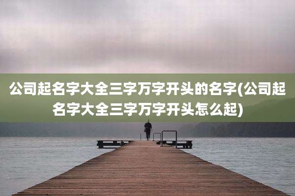 公司起名字大全三字万字开头的名字(公司起名字大全三字万字开头怎么起)