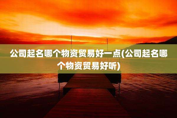 公司起名哪个物资贸易好一点(公司起名哪个物资贸易好听)