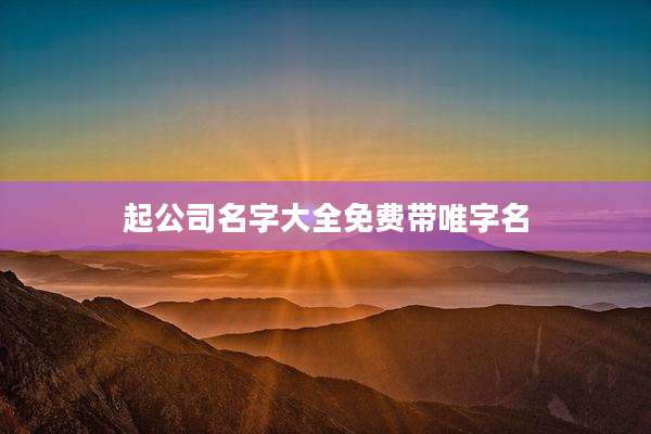 起公司名字大全免费带唯字名